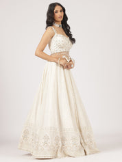 Ethereal Cream Embroidered Lehenga with Mirror Work Blouse