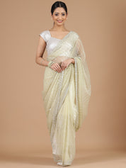 Graceful Beige Organza Tissue Saree with Sequin Work & Embroidery