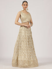 Radiant Gold Raw Silk Lehenga with Sequin Embroidered Blouse