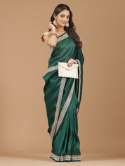 Satin Silk Saree with Delicate Stonework Border