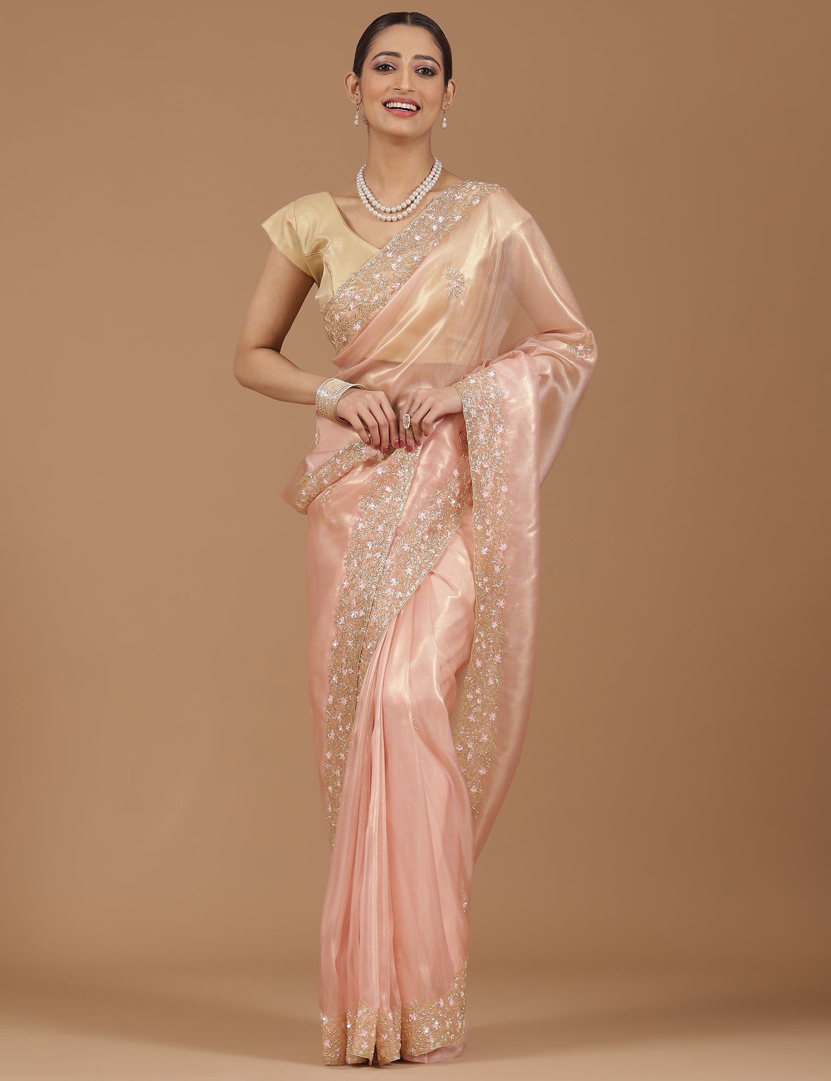 Organza Saree with Embroidered Border