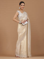 Satin Georgette Saree with Delicate Stone Work