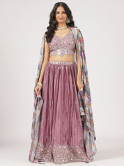 Elegant Lavender Raw Silk Lehenga with Sequin Embroidered Blouse