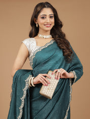 Crushed Silk Saree with Embellished Border