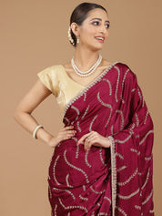 Satin Silk Saree with Sparkling Sequin Embroidery