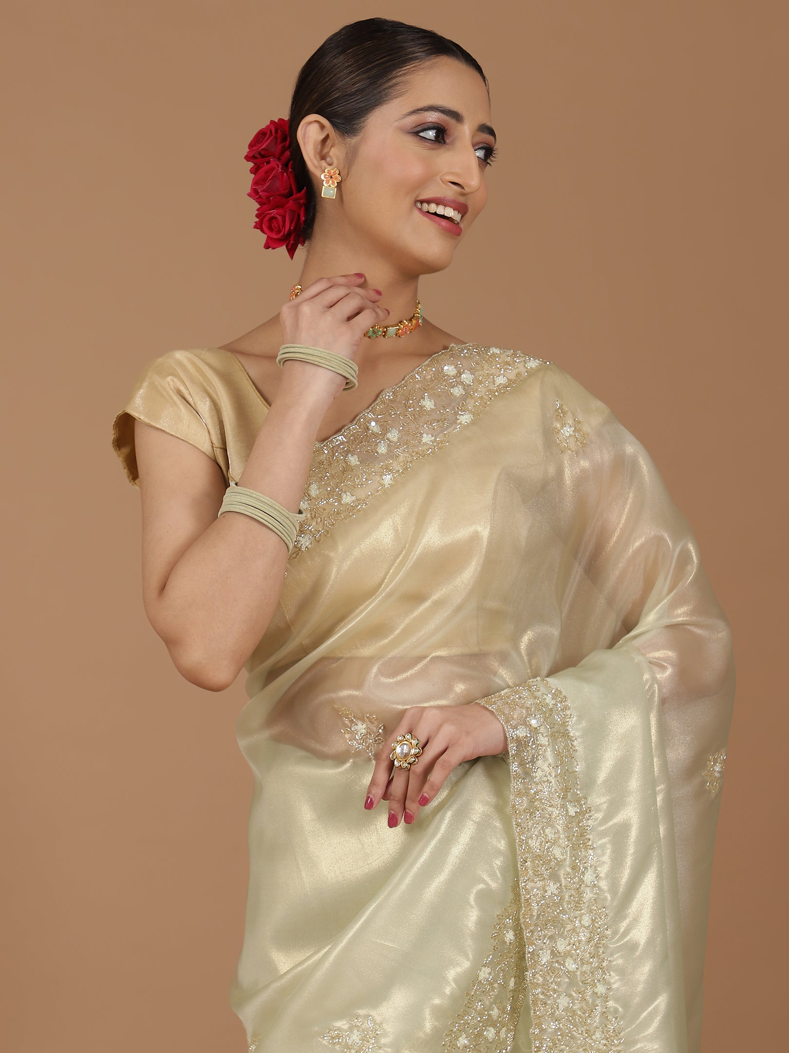 Organza Saree with Embroidered Border