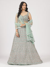 Stunning Sea Green Net Lehenga with Sequin & Stone Work