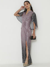 Graceful Lilac Gowns  with Intricate Knitted Sequin Detailing