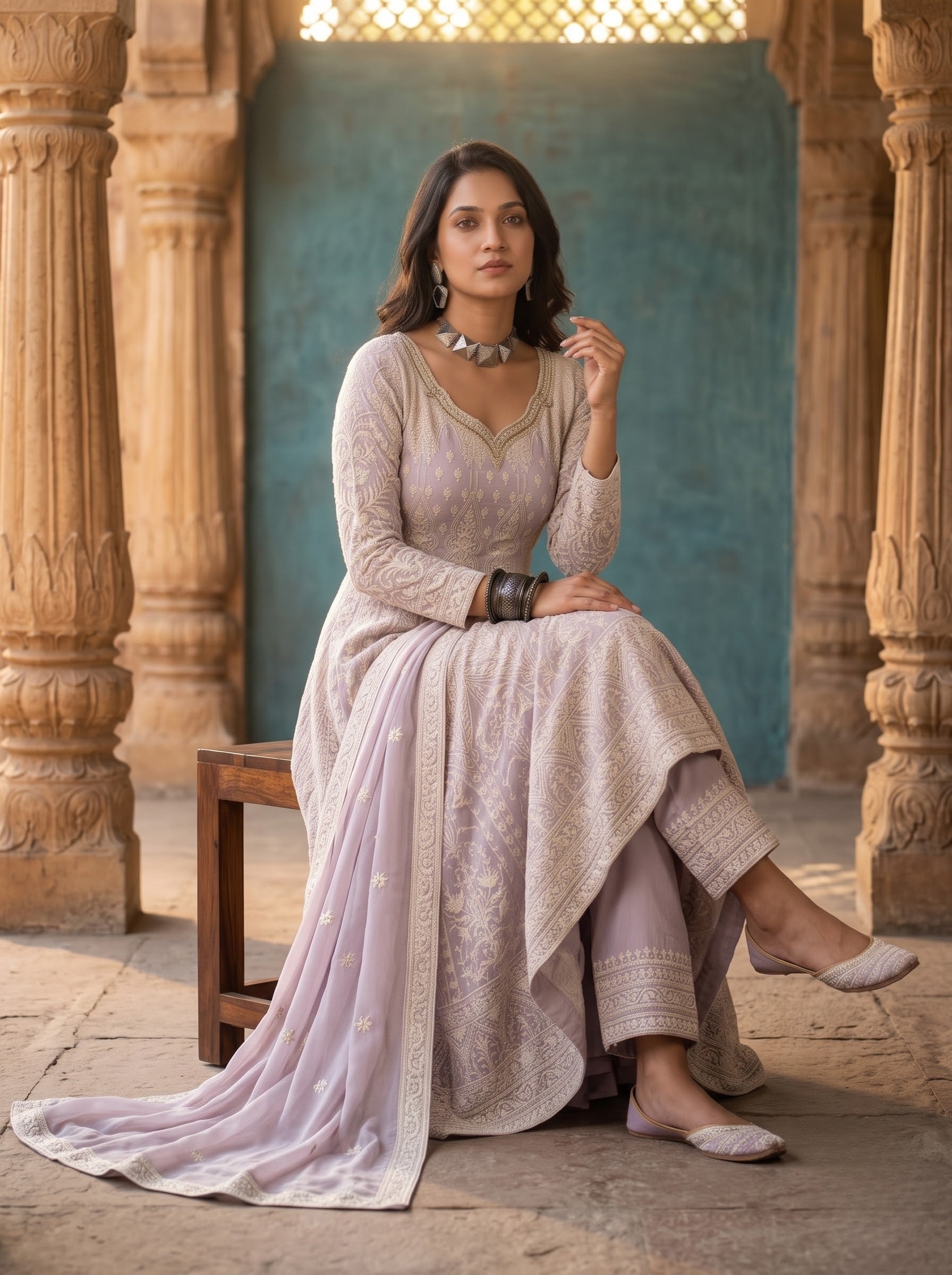 Lavender Georgette Anarkali Set – Festive & Wedding Wear
