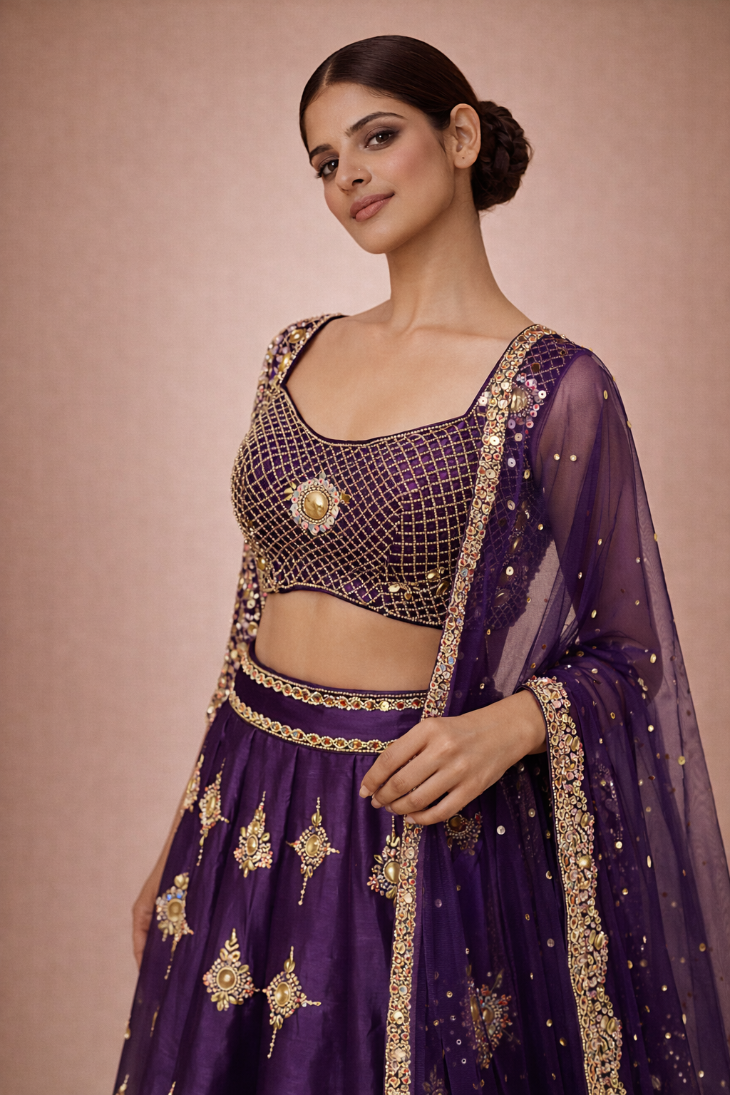 Purple Raw Silk Embroidered Blouse | DIVA