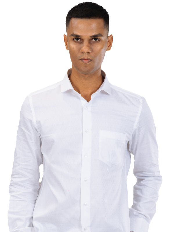 Lustrous White Jacquard Shirt