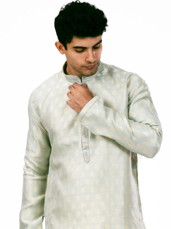 Pastel Green Motif Printed Kurta Set