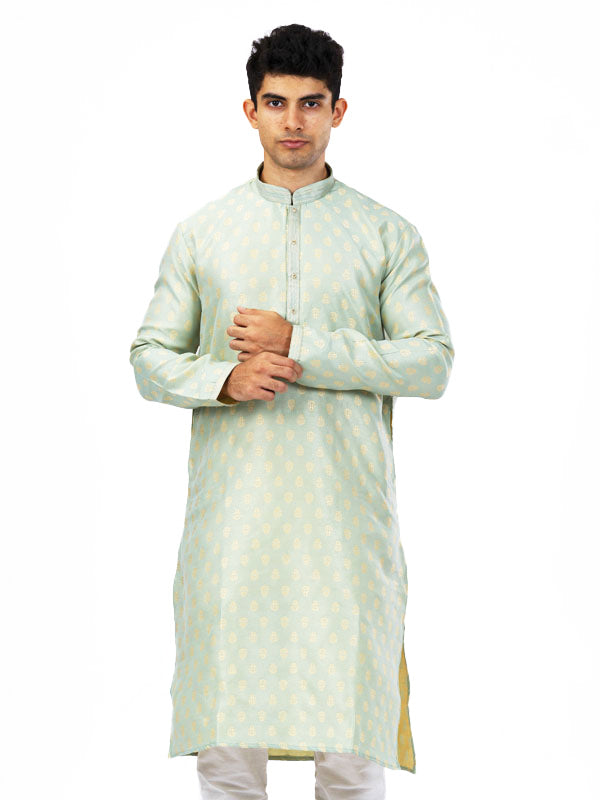 Pastel Green Motif Printed Kurta Set