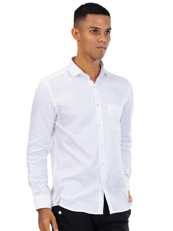 Lustrous White Jacquard Shirt