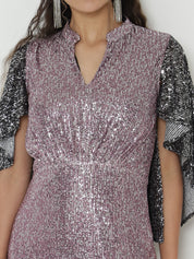 Graceful Lilac Gowns  with Intricate Knitted Sequin Detailing