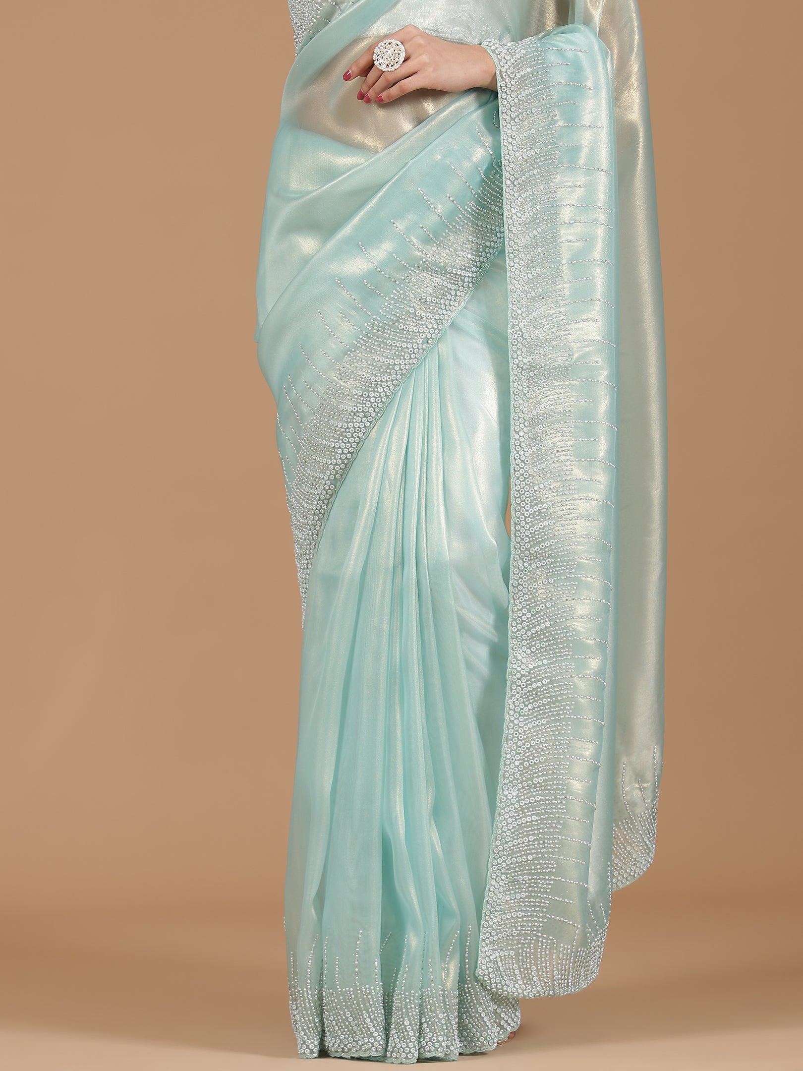 Satin Georgette Saree with Delicate Stone Work