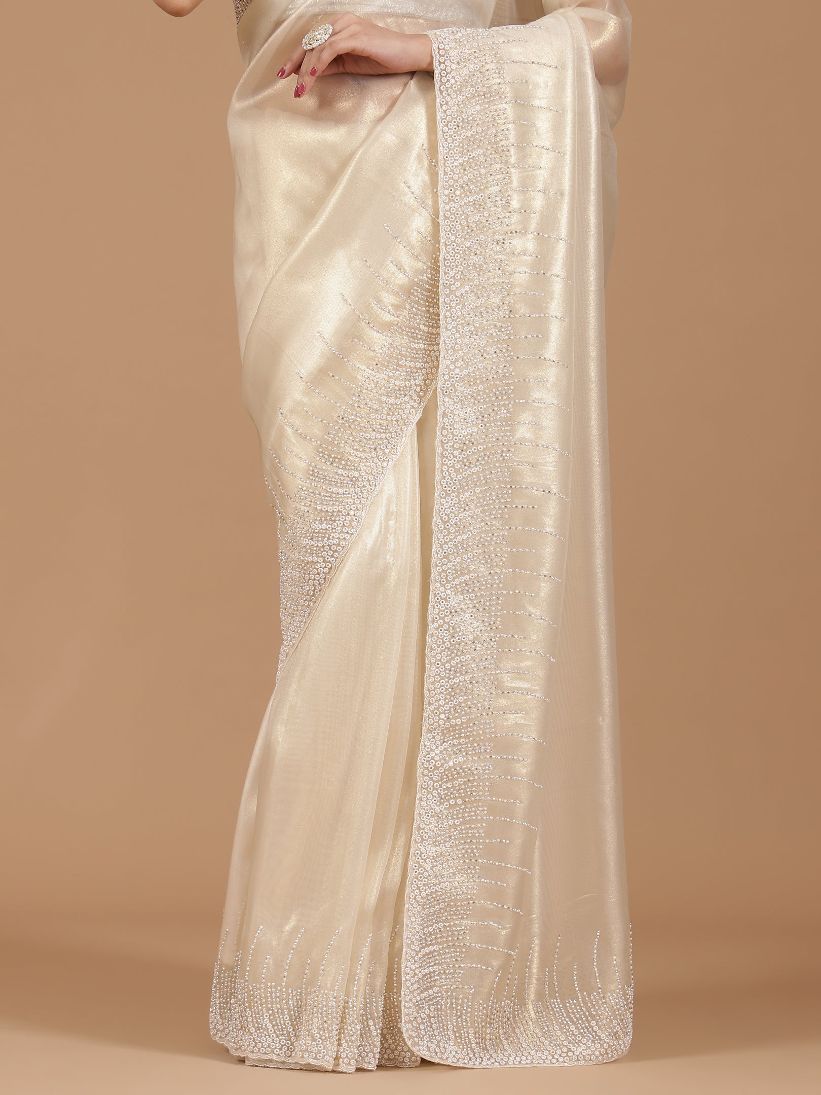 Satin Georgette Saree with Delicate Stone Work