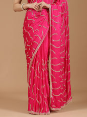 Satin Silk Saree with Sparkling Sequin Embroidery