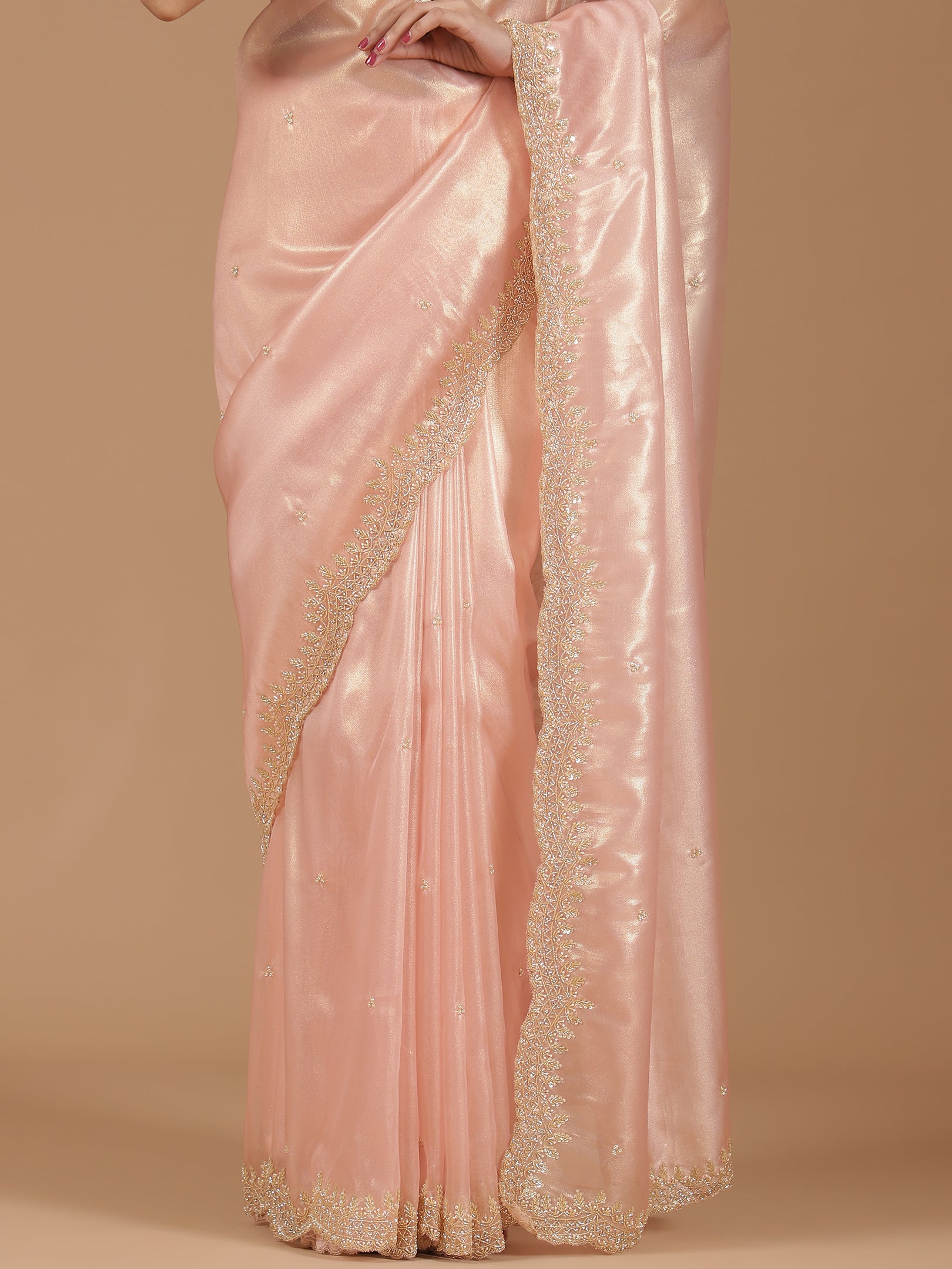 Pearl Embroidered Organza Saree