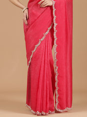 Crushed Silk Saree with Embellished Border