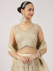 Radiant Gold Raw Silk Lehenga with Sequin Embroidered Blouse