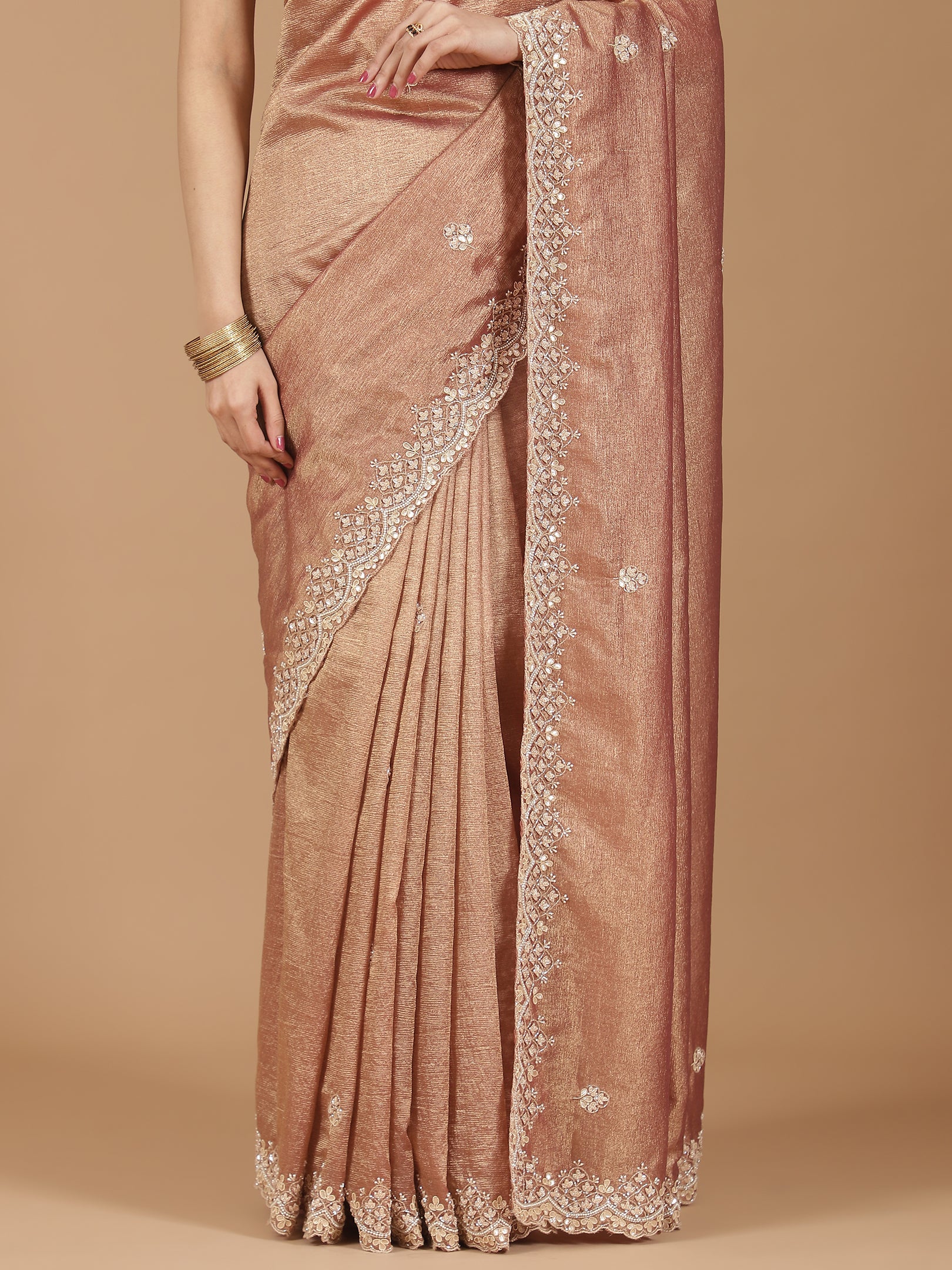 Tissue Silk Saree with Intricate Stonework Border