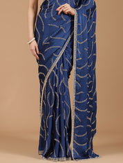 Satin Silk Saree with Sparkling Sequin Embroidery