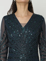 Stunning Blue Gowns  with Knitted Sequin Work