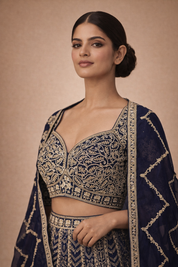 Navy Blue Prashvita Gagra Choli Set
| DIVA