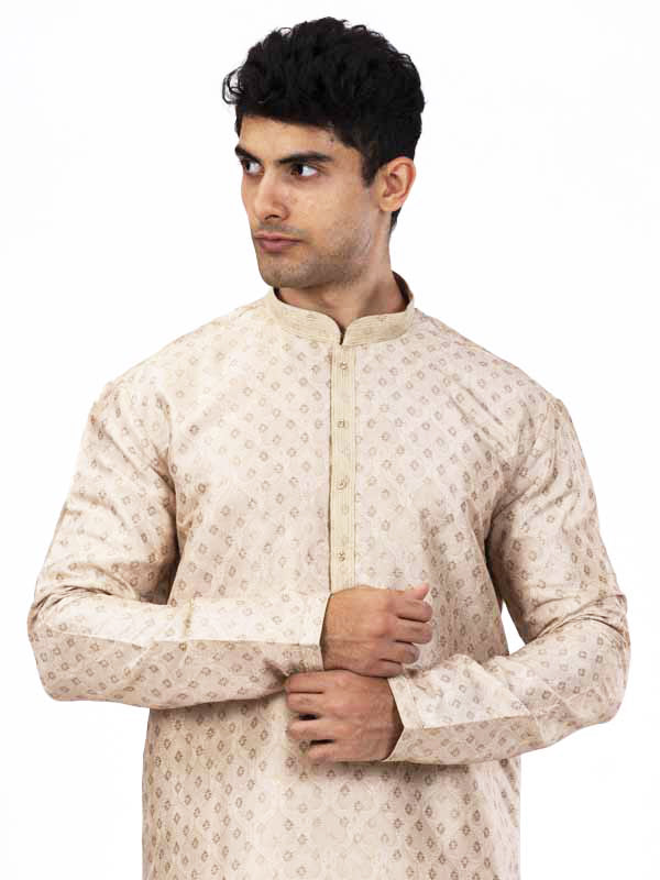 Beige Gold Motif Printed Kurta Set