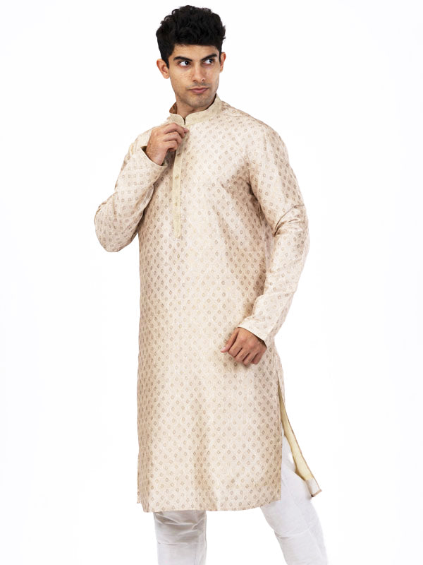 Beige Gold Motif Printed Kurta Set