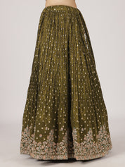 Elegant Olive Green Silk Lehenga with Intricate Embroidery