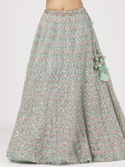 Stunning Sea Green Net Lehenga with Sequin & Stone Work