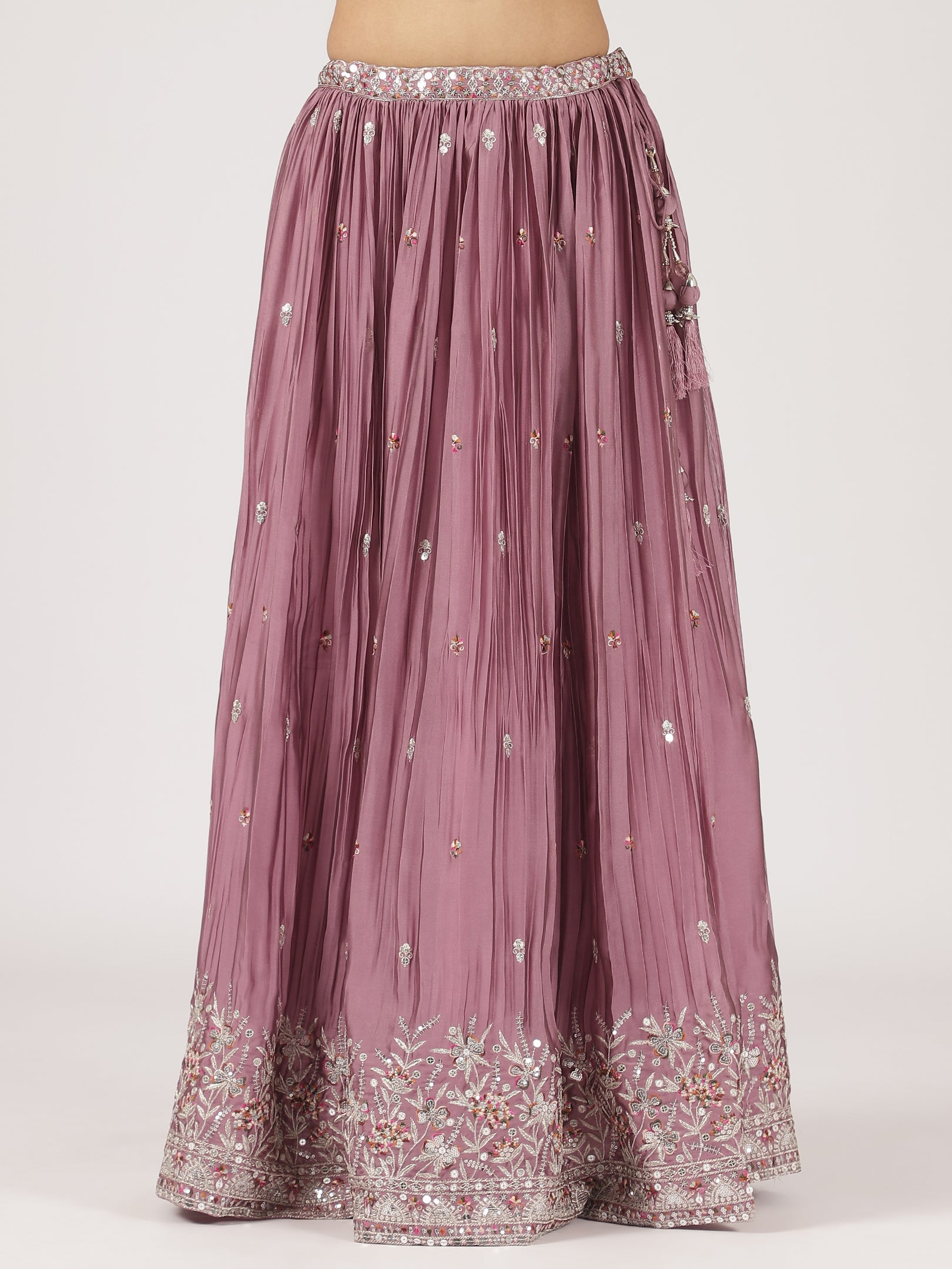 Elegant Lavender Raw Silk Lehenga with Sequin Embroidered Blouse