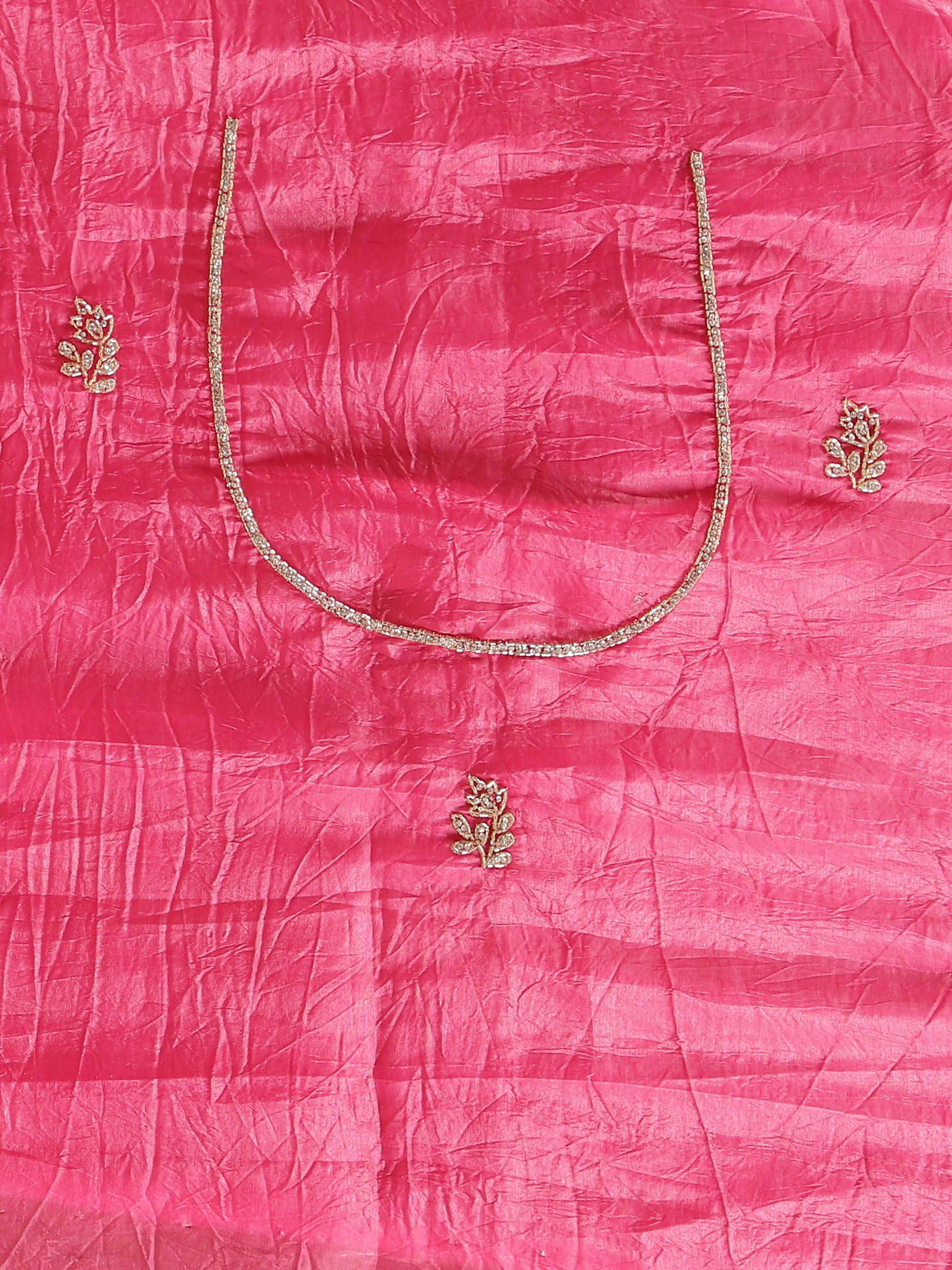 Crushed Silk Saree with Embroidered Border