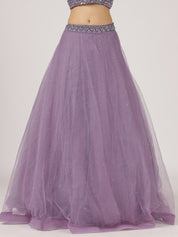 Lavender Net Lehenga with Intricate Sequin & Embroidery Work