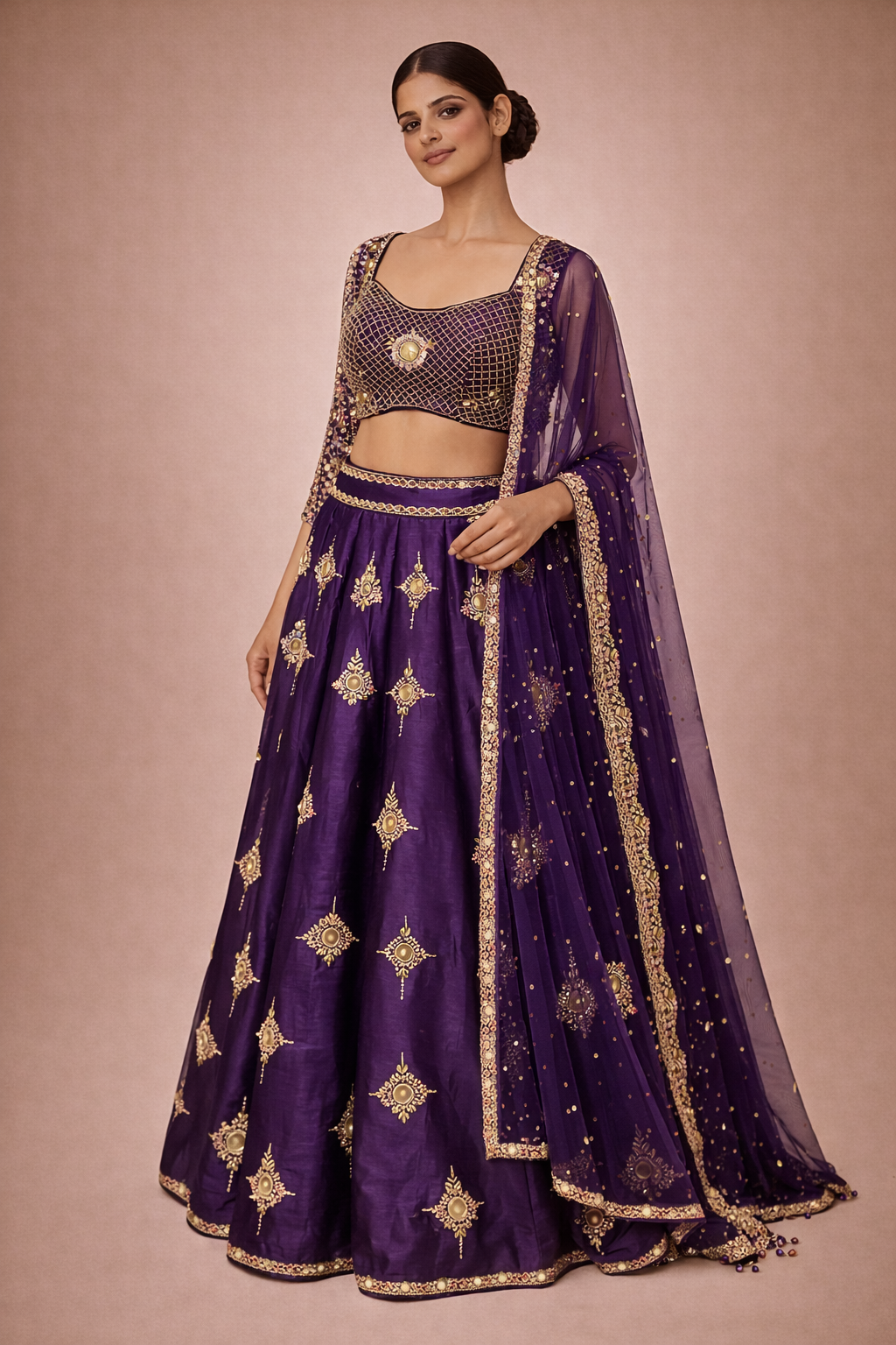 Purple Raw Silk Embroidered Blouse | DIVA