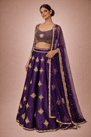 Purple Raw Silk Embroidered Blouse | DIVA