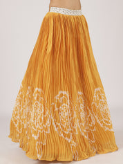 Radiant Mustard Pleated Lehenga with Embroidered Blouse & Sheer Dupatta