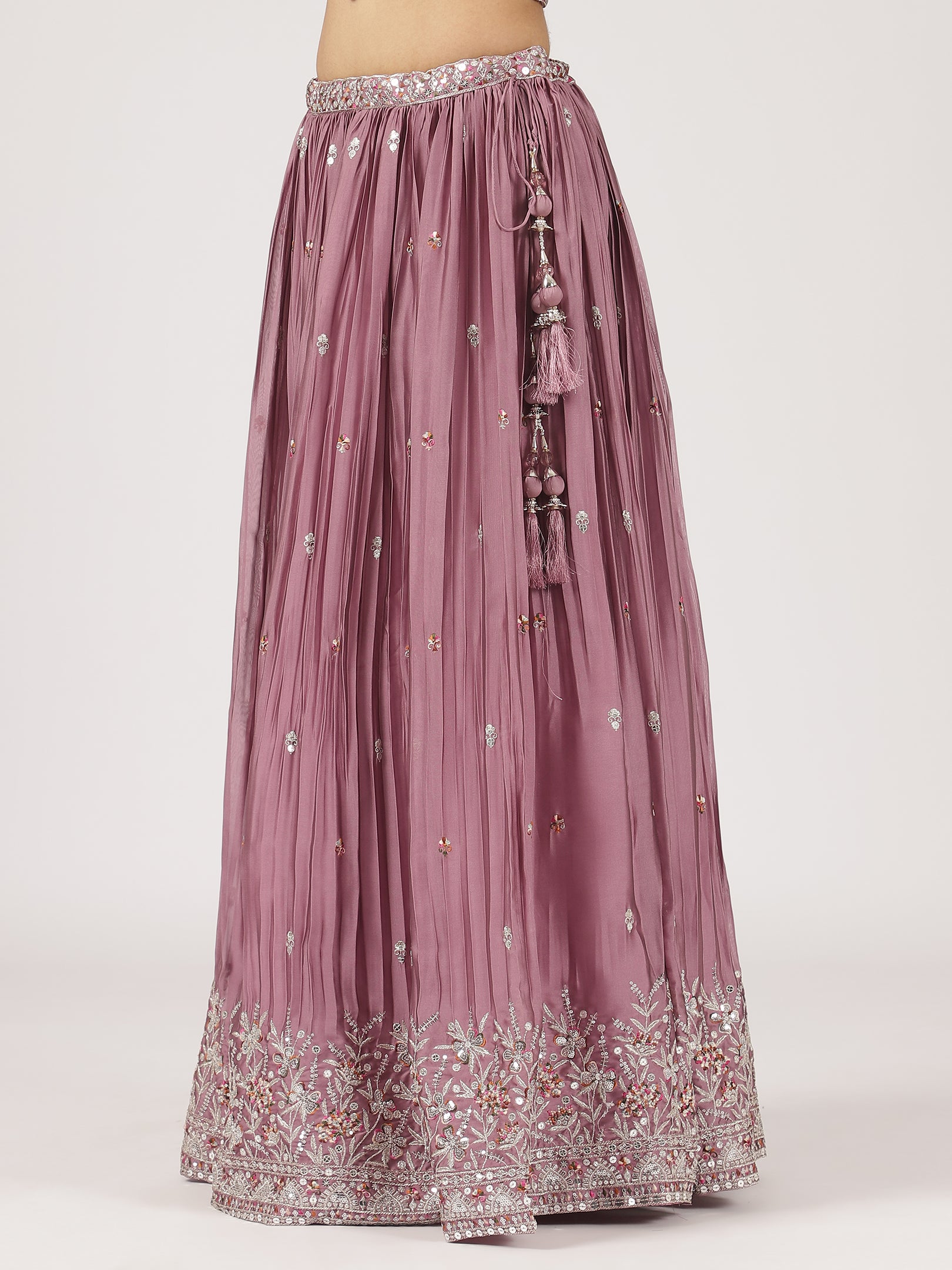 Elegant Lavender Raw Silk Lehenga with Sequin Embroidered Blouse