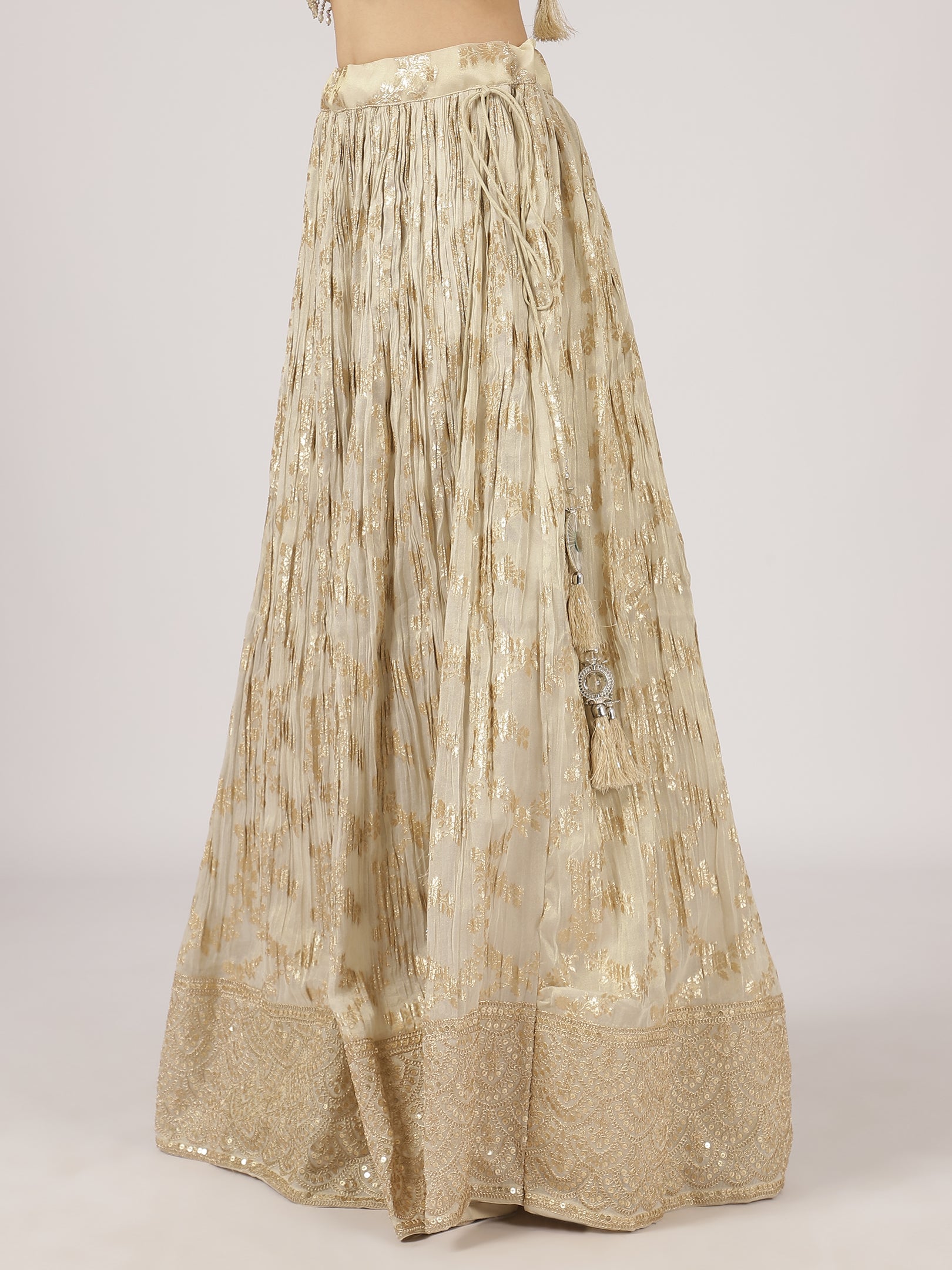 Radiant Gold Raw Silk Lehenga with Sequin Embroidered Blouse