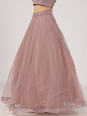 Mauve Pink Net Lehenga with Sequin Embroidery & Designer Blouse