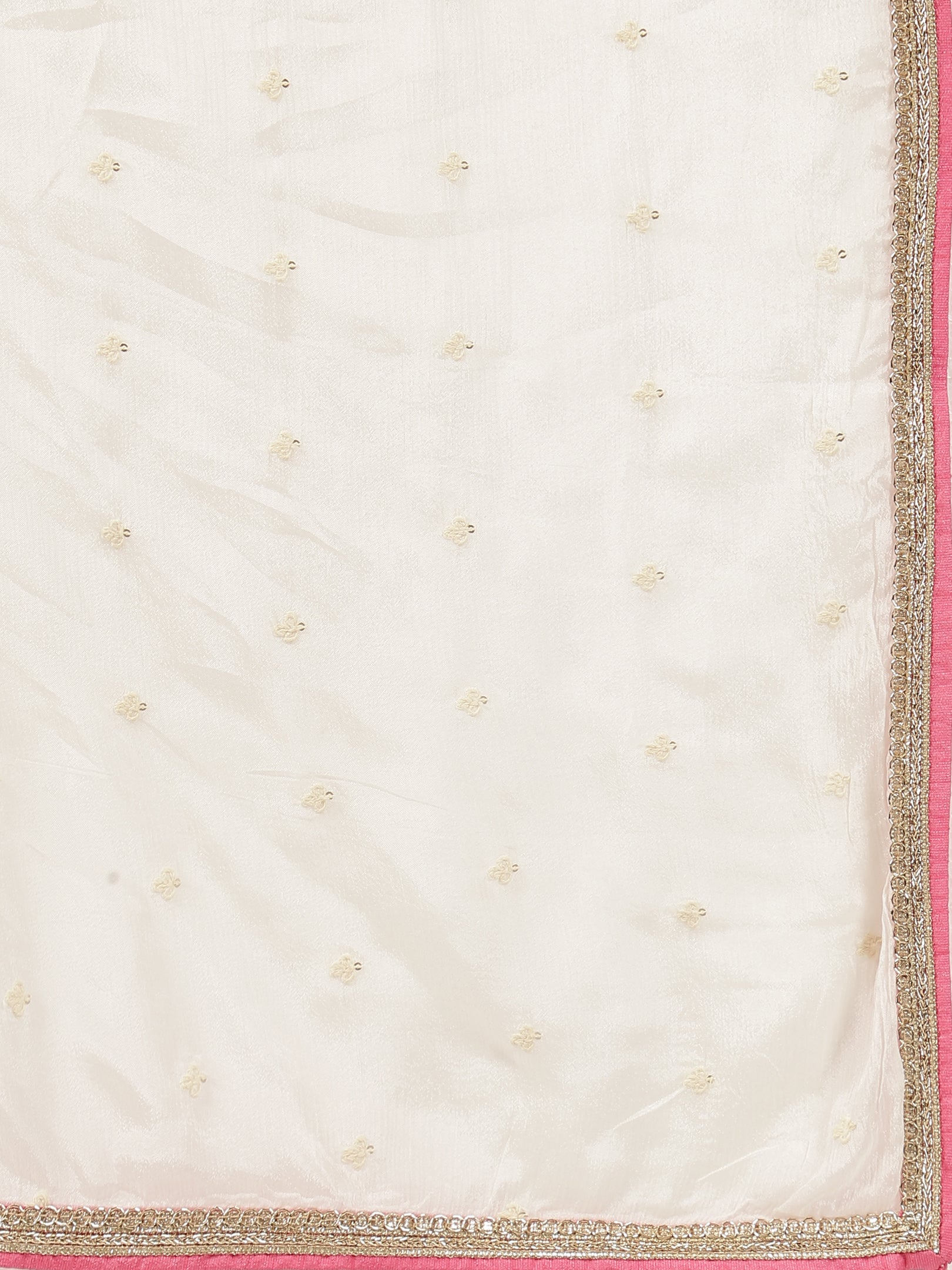 Elegant White & Pink Silk Lehenga with Embroidery & Sequins Work