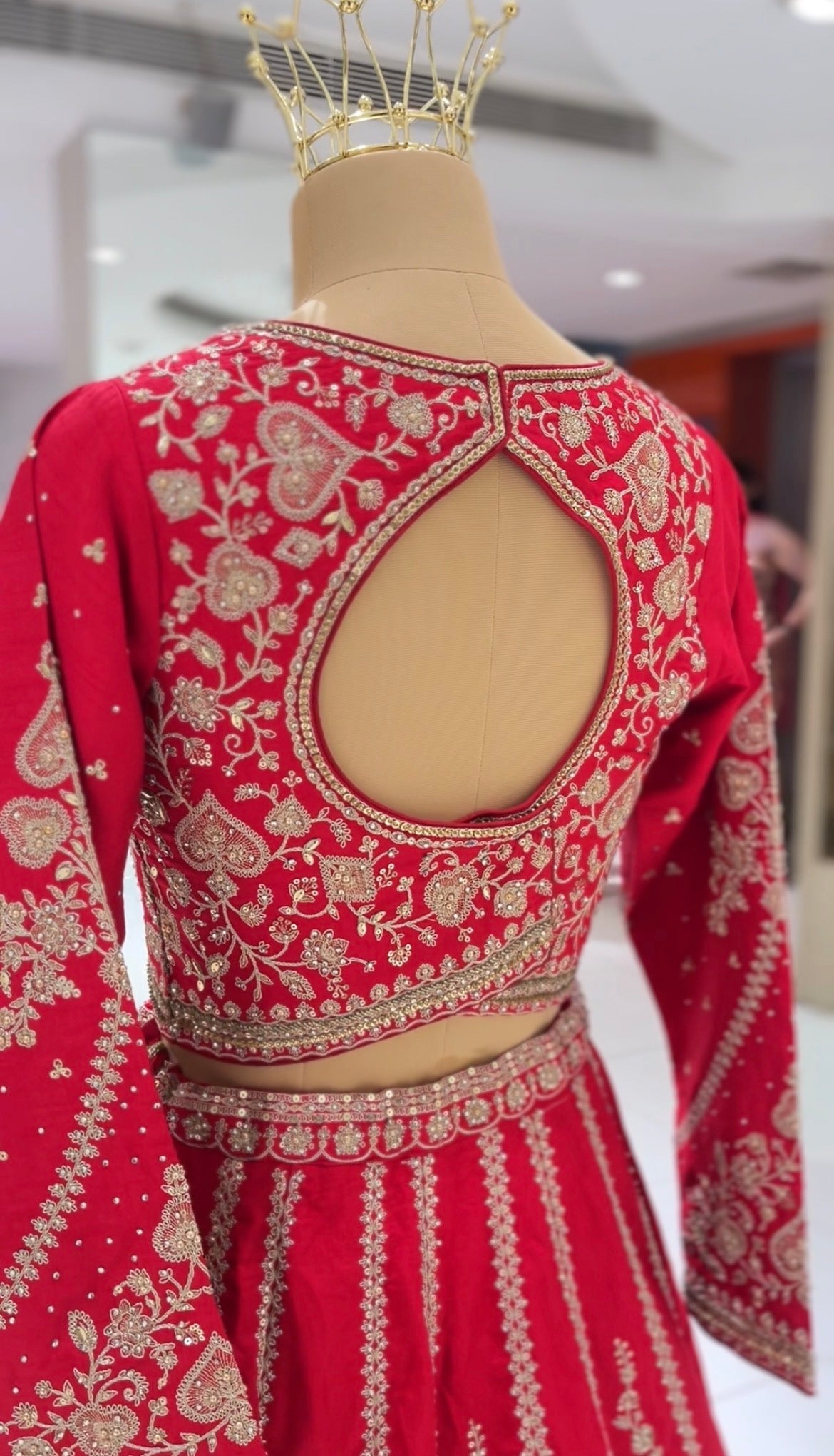 DIVA Deep Red Embroidered Bridal Lehenga Set