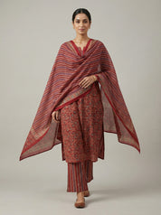 DIVA Maroon Floral Block Print Cotton Salwar Suit | Ethnic Indian Kurta Set for Women
