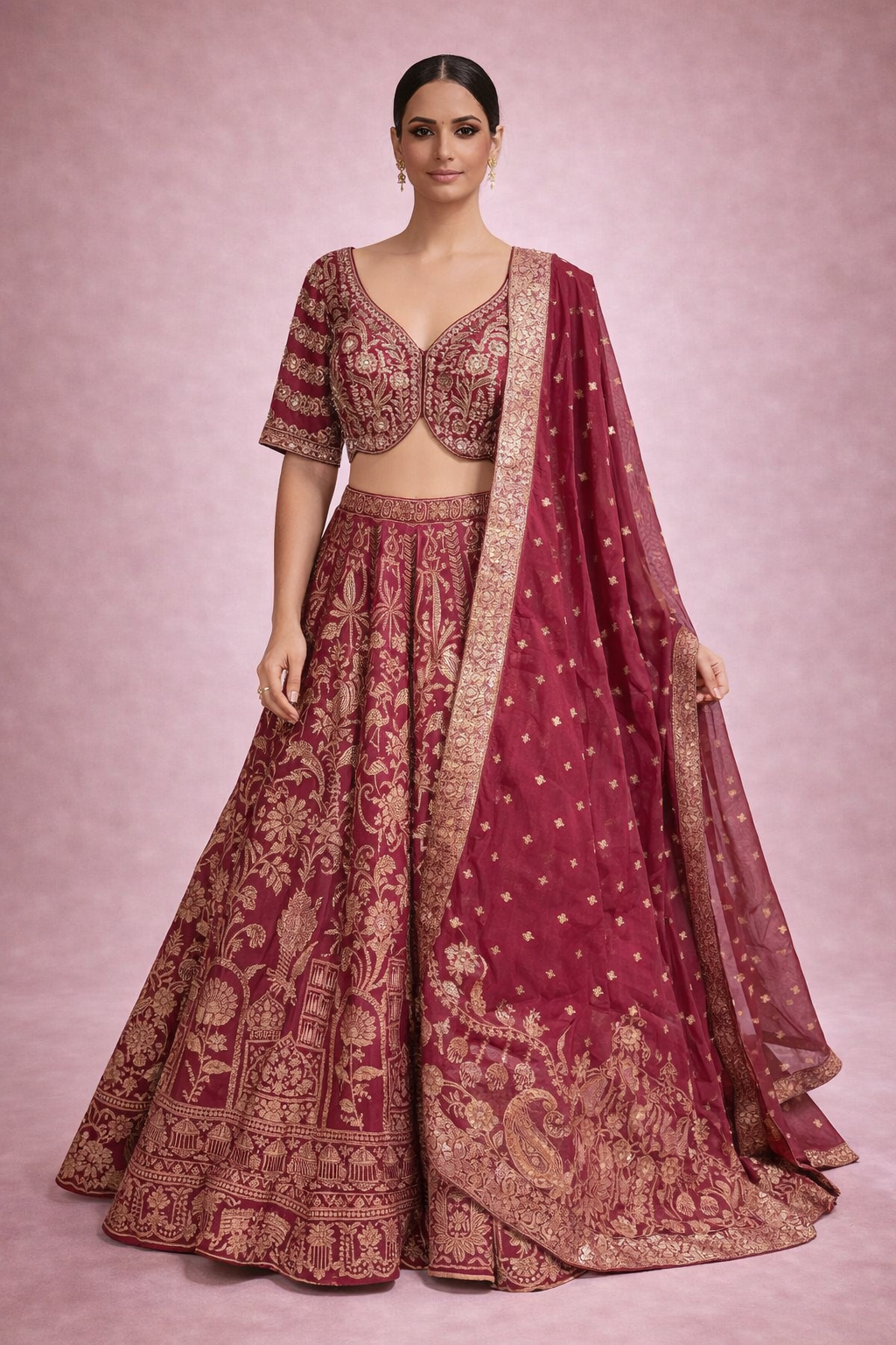 Diva Cherry Banarasi Traditional Silk Ensemble