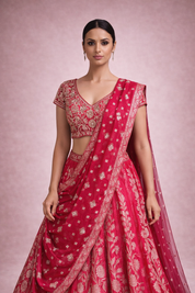 Diva Rani Pink Banarasi Silk Lehenga Set
