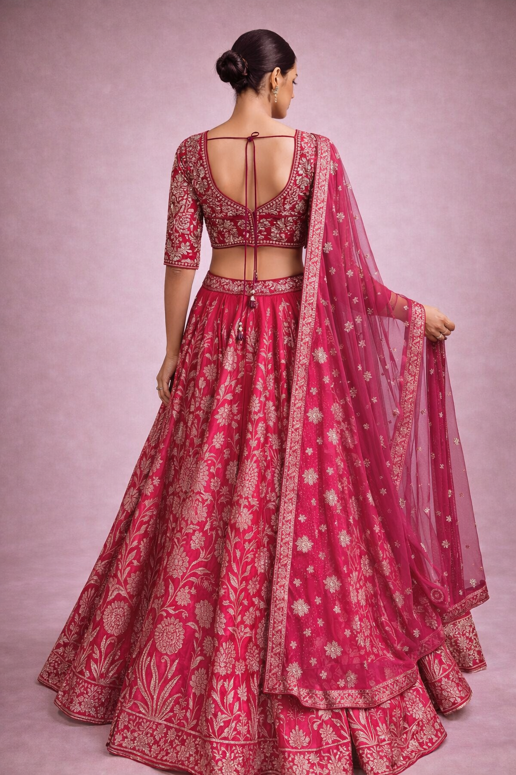 Diva Rani Pink Banarasi Silk Lehenga Set