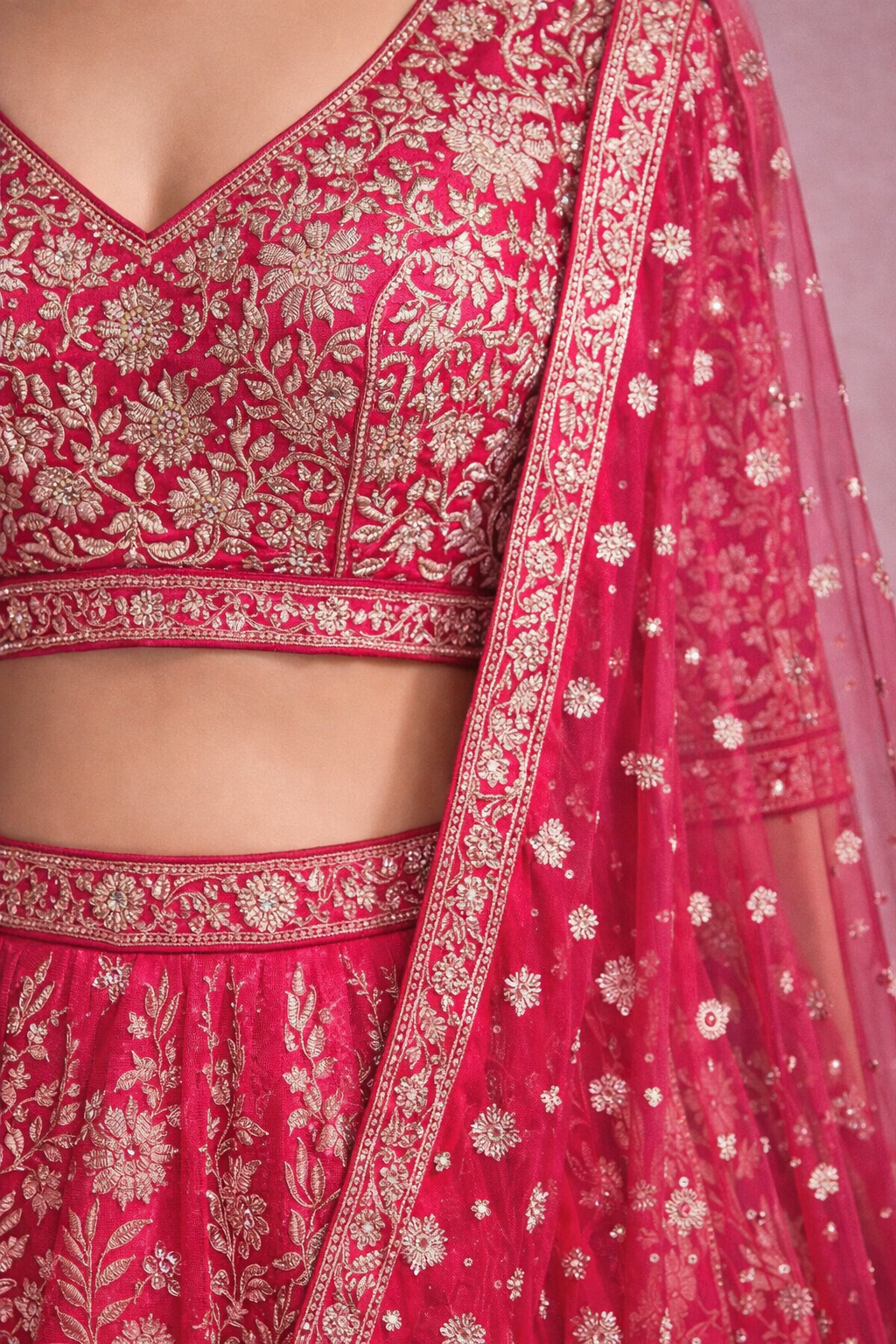 Diva Rani Pink Banarasi Silk Lehenga Set
