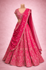 Diva Rani Pink Banarasi Silk Lehenga Set